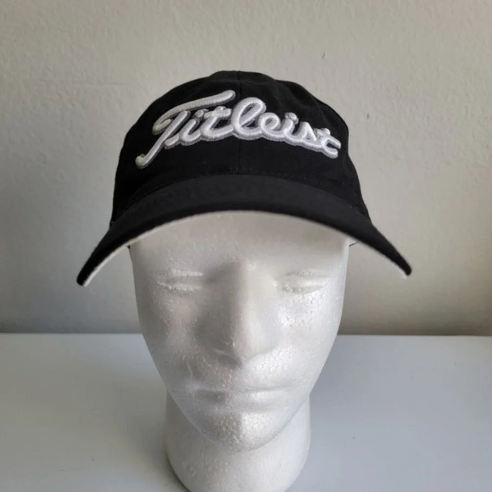 Titleist FootJoy FJ Golf Strapback Hat‎ Cap Logo Black Silver Adjustable Men
